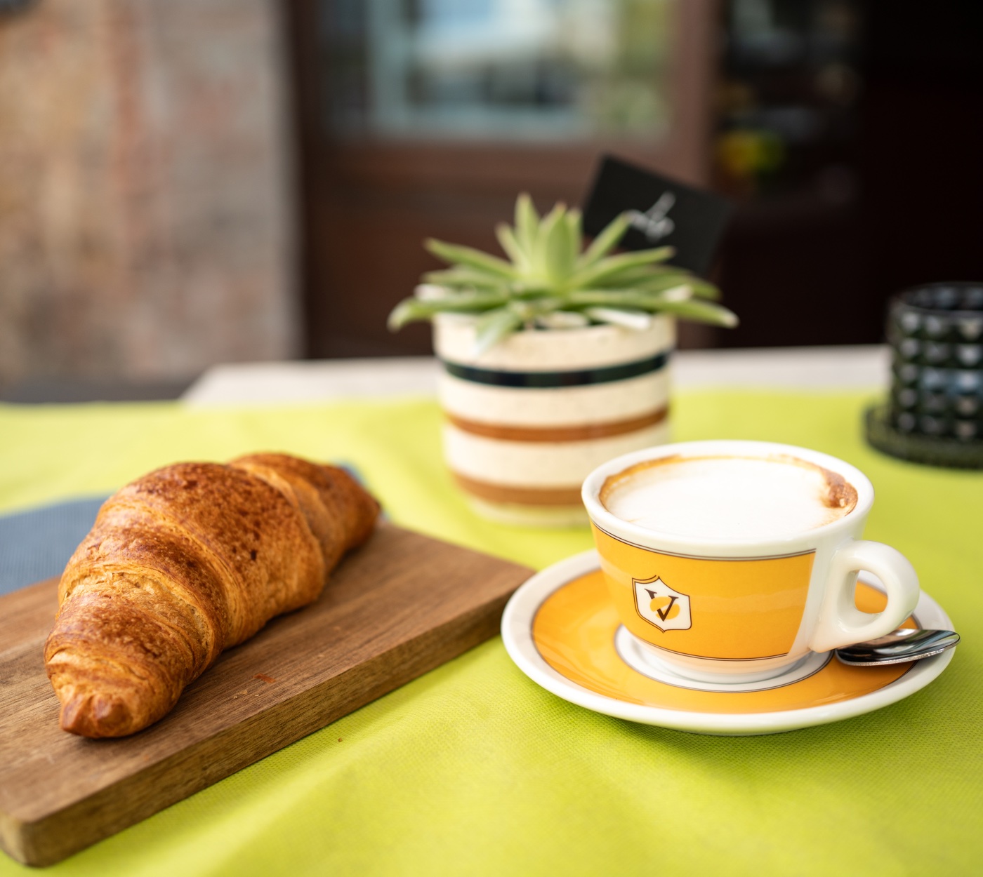Italian breakfast pastries and coffee at Le Cinque Lune, Pienza