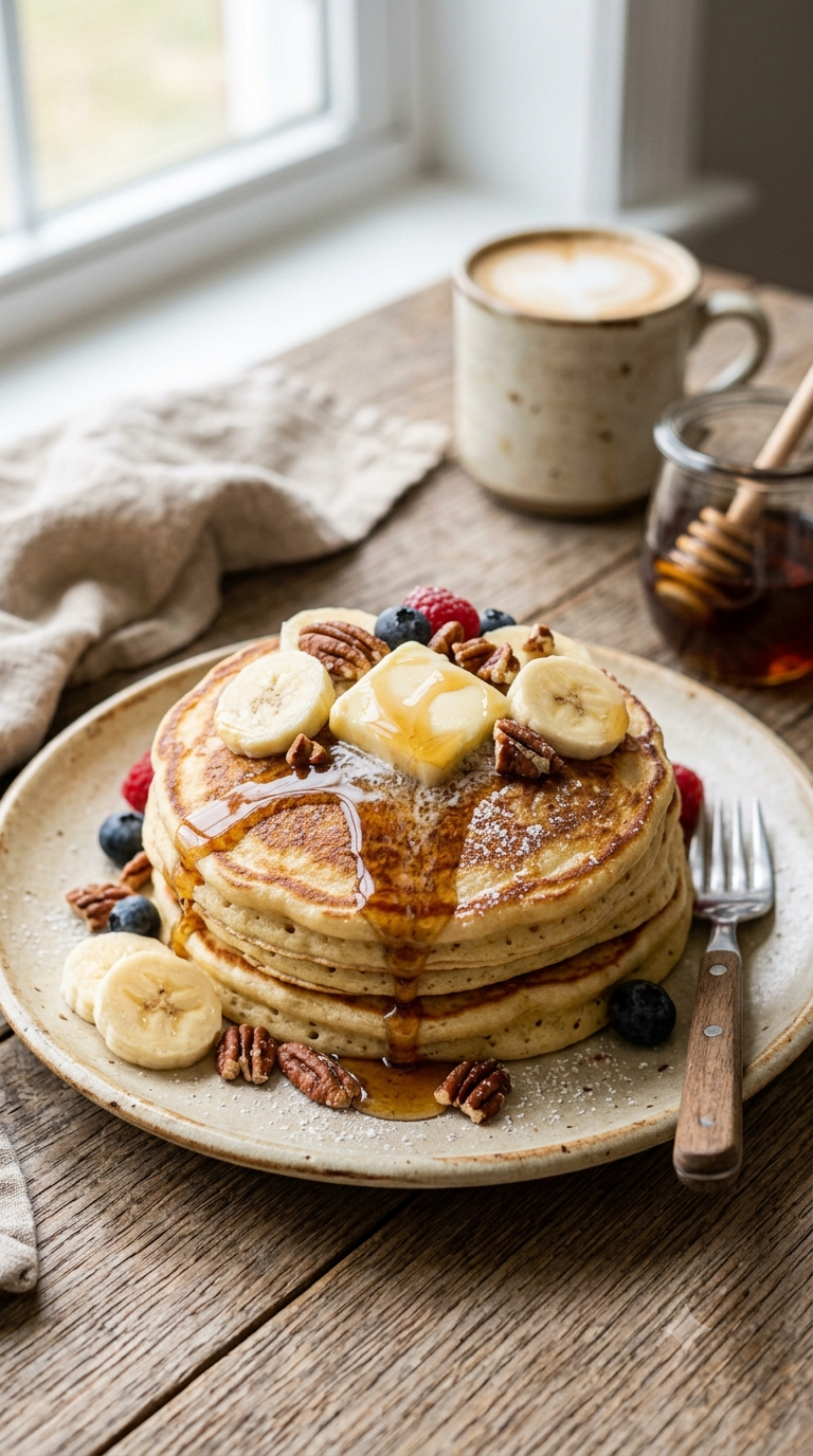 Pancake con frutta e panna